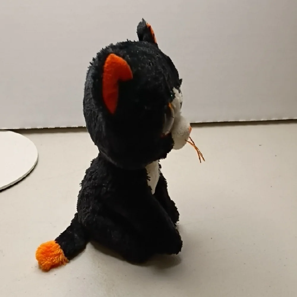 Ty Plush Cat Frights with Orange and Black Accents Lg Orange & Green Eyes Kitch